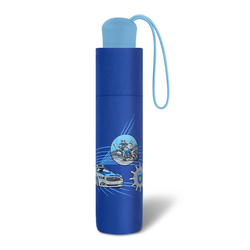 Scout Children's Pocket Umbrella with Reflective Stripe Blue Police