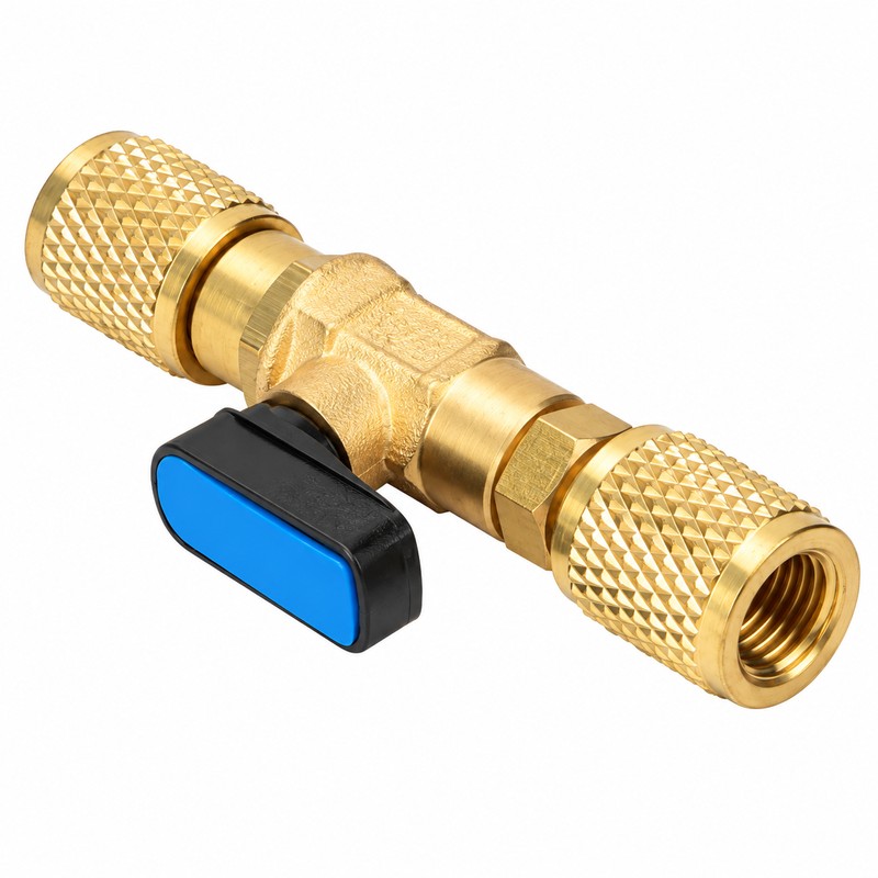 G1/4 Brass Refrigeration Ball Valve Adapter, HVAC Refrigerant Charging Vacuum