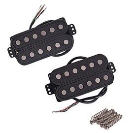 Domofa High Output Humbucker Pickup Set Alnico 5 Dual Coil Neck Bridge Pickups with Larger Pole Pieces for Electric Guitar 14.2K/17.1K, Black