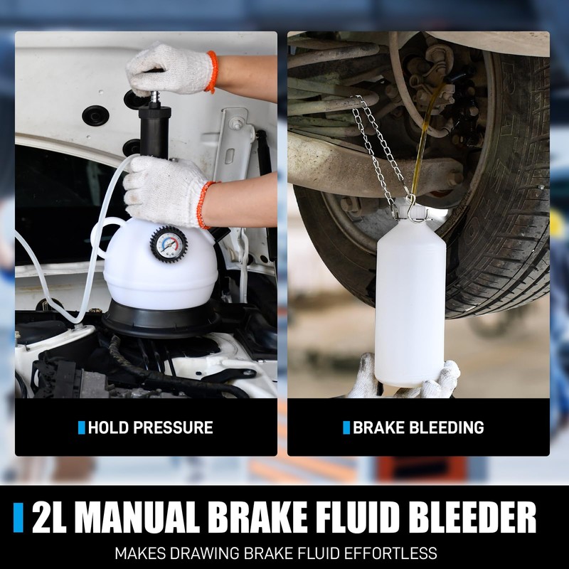 SMOTIVEPRO 2L Manual Brake Bleeder Fluid Pump, One Man Professional