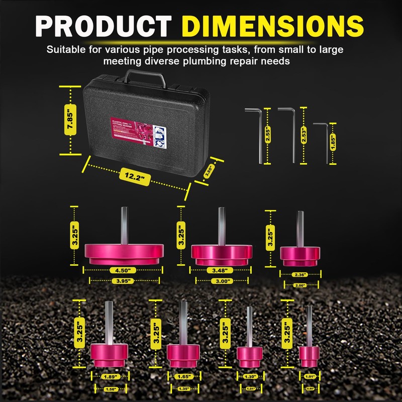 Premium 7Pcs PVC Pipe Reamer Kit For 1/2" Drills- Includes