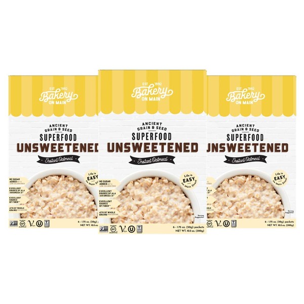 Bakery On Main, Gluten-Free Instant Oatmeal, Vegan & Non GMO - Unsweetened, 10.5oz (Pack of 3), (1)
