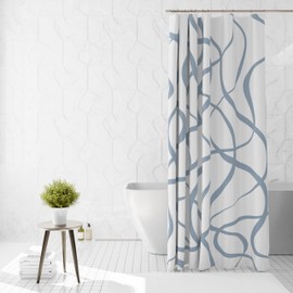 Mocsicka Blue Striped Shower Curtain for Bathroom, Modern Minimalism Abstract Art Shower Curtain for Modern Bathroom Decor Hotel Style Fabric Waterproof Bath Accessories with 12 Hooks, 72x72 Inch