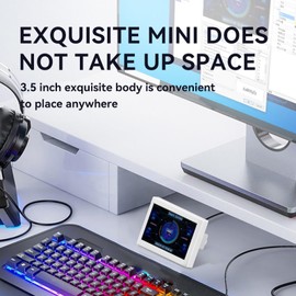 3.5in IPS USB Mini Screen, Type C Sub Screen for Computer Case, PC CPU RAM Data Monitor, 320x480 PC Sensor Panel Display Temp Monitor, Support Horizontal Vertical Switching (White)