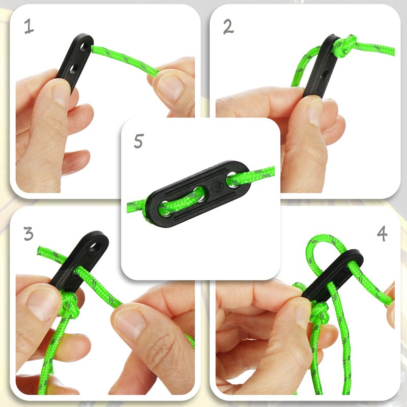 COM-FOUR® 8x Guy rope for camping, reflective in green -