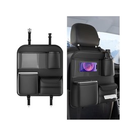 Norkmdi Car Backseat Organizer, 4 Storage Pockets Vehicle Back Seat Protector Kick Mat with Touch Screen Tablet Holder, Automotive Travel Storage Accessories, Universal for Truck SUV RV