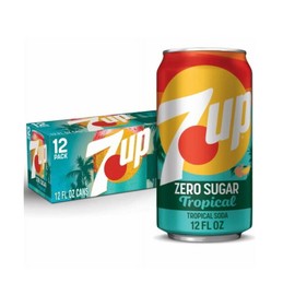 (12 Pack) 7_up Tropical Zero Sugar Caffeine Free Lemon Lime Mango Peach Soda Cans - 12 Fl Oz