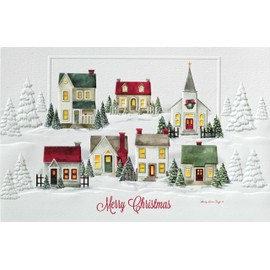Pumpernickel Press Embossed Christmas Greeting Cards Boxed Set – Christmas Village, 16 Count. Made in USA