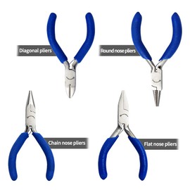 SPEEDWOX 3 Inches Jewelry Pliers Set Professional Beading Tools 4 Pcs Mini Chain Nose Pliers Round Nose Pliers Flat Nose Pliers Fine Diagonal Pliers Micro Precision Craft Repair Kit Small Size