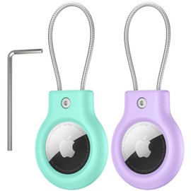 [2 PACK] Airtag Case With Wire Cable, Secure Holder Protective Cover Airtag Case for Travel Suitcase, Pet, Anti-Lost and Scratch-Resistant (2-Pack 01)