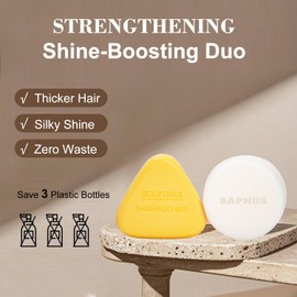 SAPHUS Rice Water Shampoo Bar & Argan Conditioner Bar Set – Hair Strengthening, Nourishing & Growth Bars for Fine or Weak Hair – Solid Shampoo and Conditioner Bars for Shine & Scalp Balance