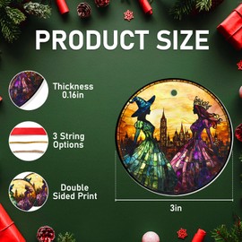 Adorno de cerámica 34HD de princesa de fantasía 2025 – Decoración de árbol de Navidad de bruja y reina, adorno redondo de hermanas mágicas, regalo de mago para ella, recuerdo colgante de cerámica