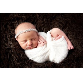 NUOLUX Newborn Baby Photography Photo Prop Stretch Wrap Baby Long Ripple Wrap (Off-white Color)