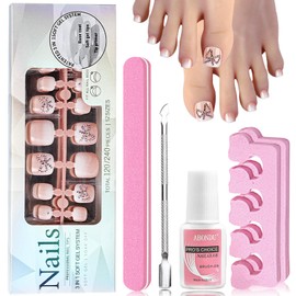Pack of 120 False Toenails Kit - Ombre Nude Artificial Toenails for Sticking with Acrylic Diamond - Natural Full Cover Toenails for Sticking on for Women Nail Art DIY (Nude Gradient)
