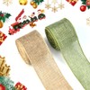 KITERI 2 Roll Burlap Fabric Craft Ribbon, 2 inch Wired