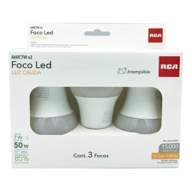 RCA 3 Pz Focos Led Ultra Ahorrador 7w Luz Calida Marca Rca A26