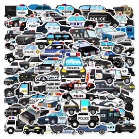 Generic 50 PCS Police Car Stickers Sports car Racing Stickers Vinyl Waterproof Stickers, Party Favors for Water Bottles (Police car)