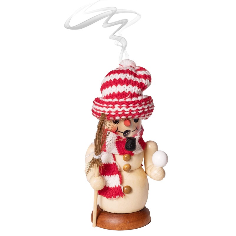 Wichtelstube-Kollektion Wooden Incense Smoker Figurine Snowman Christmas Incense Smoker