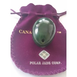Polar Jade Nephrite Jade Egg, Medium, Drilled with Unwaxed String, Cleaning Brush and Instructions for All Levels of Users in Kegel Exercises to Gain Better Bladder Control to Prevent Incontinence