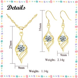 Deyanse Schmuckset Silber 925, Silberkette mit Engels Flügel Anhänger & Ohrringe Hängend Set, 925 Sterling Silber Schmucksets Zirkonia, Engelsflügel Halskette Ohrhänger Schmuck Set für Damen Mädchen