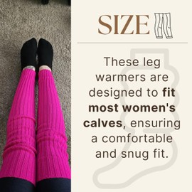 Isadora Paccini Women's Extra Long Bold Magenta Magic Ribbed Knit Leg Warmers, LW49-MAGENTA-T1