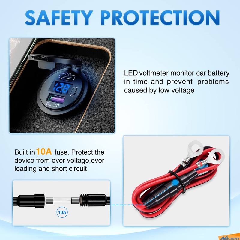Nilight USB Socket PD Type C and QC 3.0 USB