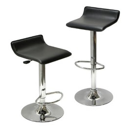 jersey seating 2 x Vinyl Air Lift Adjustable Swivel Bar Stools, Pack of 2 (2002) (Black)