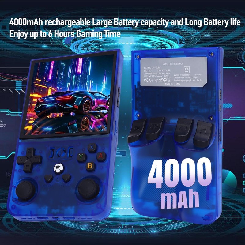 R36 Max Retro Handheld Game Console,18000+ Classic Games,Support 30+ Simulators,4.0