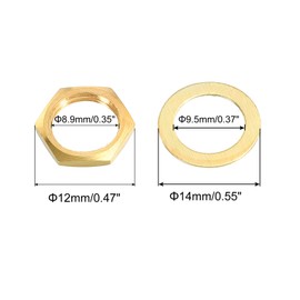 sourcing map Guitar Nuts and Washers 3/8 Inch Guitar Input Output Jack Nuts Gold Tone for Guitar Bass Pack of 10
