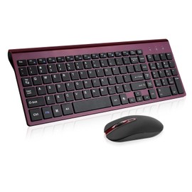 cimetech Wireless Keyboard and Mouse Combo, Compact Silent Ergonomic Scissor Switch Keyboard and Optical Mouse Set, 2.4G Lag-Free Cordless Keyboard Mice for Computer, Mac, Laptop, PC, Windows - Red