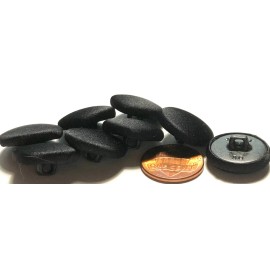 Handy 8 Vintage Black Satiny Sheen Fabric Metal Base Shank Buttons 19mm 3/4" 12232