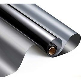 One Way Window Film Window Tint for Home Daytime Privacy Mirror Film Static Non-Adhesive Window Tint Film Heat Control Anti UV One Way Privacy Window Film for Home (Black Silver,35.4 Inch x 13.1 Feet)