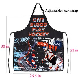 FUSTMW Hockey Gifts Apron with Pockets Ice Hockey Gifts Hockey Cooking Kitchen Grill Apron Gift for Hockey Player Apron (hockey apron)
