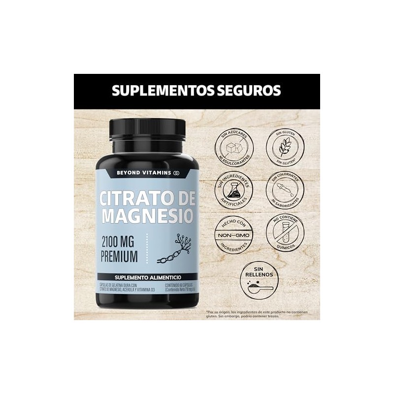 Beyond Vitamins | Citrato de Magnesio 2100mg | Citrato de