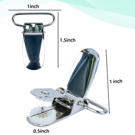 MELOTOUGH 1 Inch Suspender Clips Metal No Slip Suspender Clip with Plastic Gripping Teeth(White,5pcs)