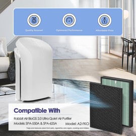 SIAMENE Rabbit-Air Filter Replacement BioGS 2.0 for Rabbit Air BioGS 2.0 Ultra Quiet Air Purifier SPA-550A and SPA-625A with H13 True HEPA Filter and Activated Carbon Filter, 1-Pack
