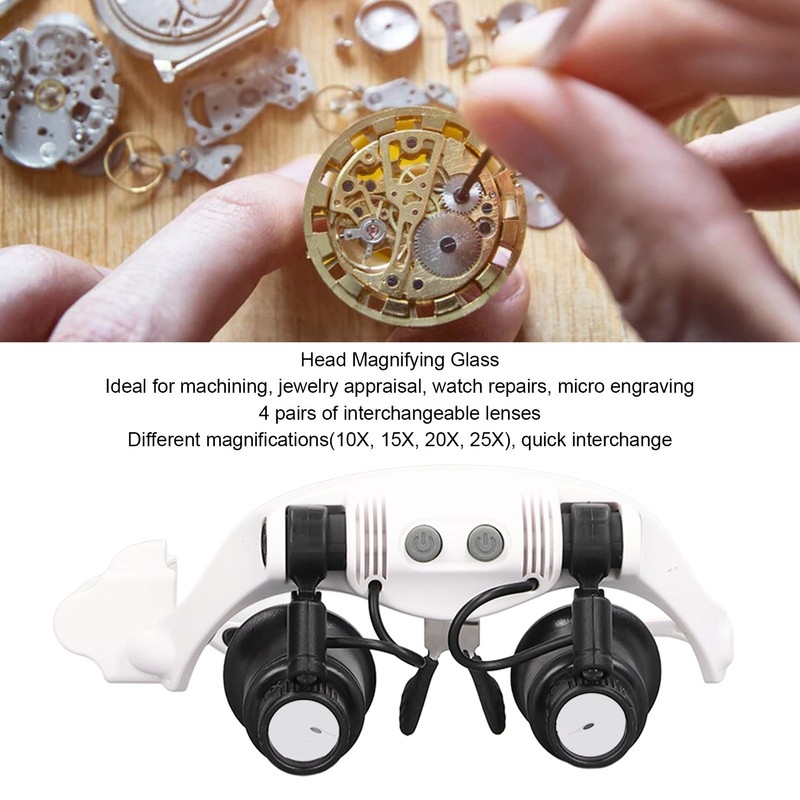 Head Magnifying Glass 10x 15x 20x 25x Hands Free Magnifier