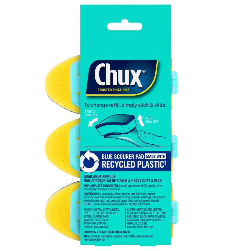 Chux Non-Scratch Dishwand Sponge Scourer Refills (Pack of 3)