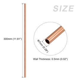 METALLIXITY Copper Pipe (7 mm OD x 0.5 mm Wall D x 300 mm L) Straight Hoses - for Home Furniture Machines DIY Crafts