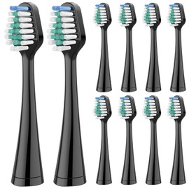 Harobey Replacement Toothbrush Heads for Waterpik Complete Care 5.0/9.0, and Compatible with AquaSonic Duo and Home Dental Center Electric Toothbruh, 10 Count(Pack of 1), Black