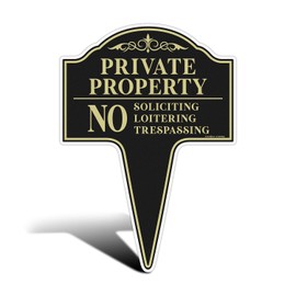 GicnKeuz No Trespassing Signs Private Property Sign, 14"×10" No Soliciting Sign for House, Heavy Duty Aluminum Sign, Fade Resistant/Waterproof, Easy Install, Outdoor Use