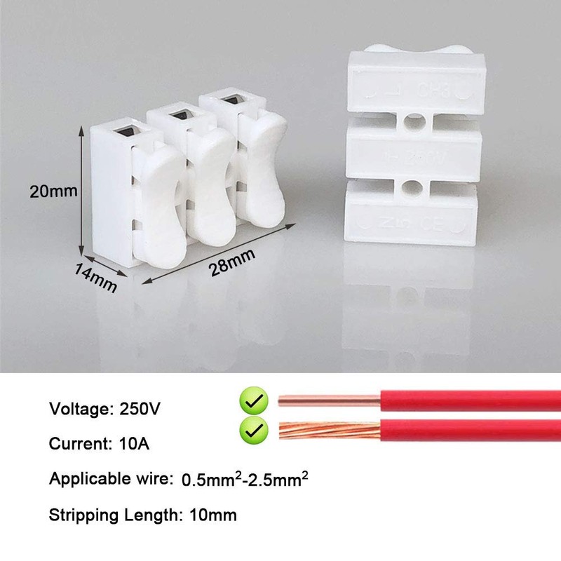 Aiqeer 40 Piece CH3 Spring Wire Connector Set, Quick Wire