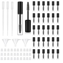 30 tubos vacíos para rímel con aplicadores, frascos de rímel negros de 3 ml con insertos de goma, embudos y goteros para sérum de crecimiento de pestañas casero, tamaño viaje Cosm