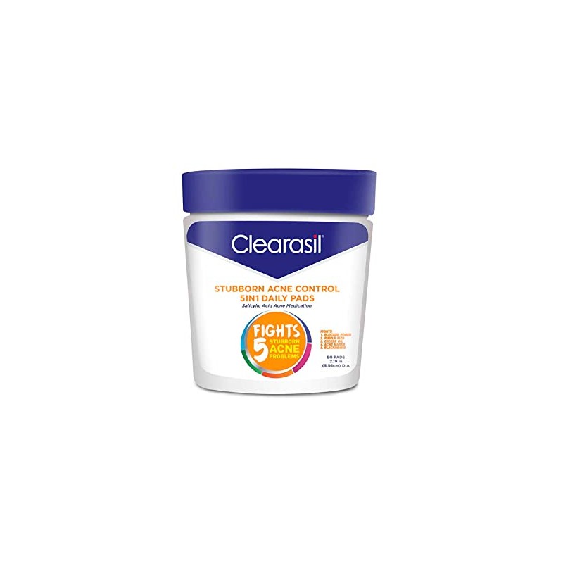 Clearasil Stubborn Acne Control 5in1 Daily Cleansing Pads, 90 ct.