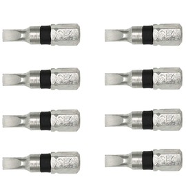 XMHF Slotted Flat Head Screwdriver Bits, SL4 1/4" Hex Shank 25mm Long Magnetic 4mm Tip S2 High Alloy Steel 8pcs