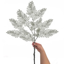 SNAIL GARDEN 82CM Large Christmas Snowy Pine Needle Branches,Snowy Christmas Greenery with Realistic Snow Velvet Cotton,Fake Fir Branches with Long Stem,Christmas Tree Branches for DIY Home Decoration