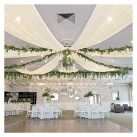 Ivory Ceiling Drapes 6 Panels 5ftx20ft Wedding Draping Fabric Chiffon Reception Halls Drapes Conservatory Curtain with Rod Pocket