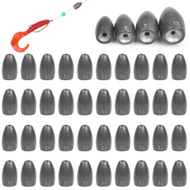 Bullet Fishing Weight Sinkers,45pcs Worm Fishing Weight Sinkers for Bass Fishing Beads Carolina Rig Surf Fishing Texas Rigs Fishing Accessories Kit 1/8