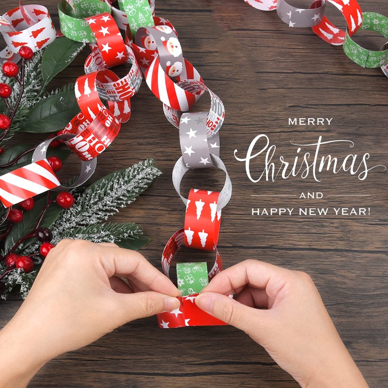 MIAHART 600Pcs Merry Christmas Paper Chains Festive Craft Paper Links