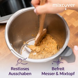 Mixcover Sustainable Wooden Spatula Suitable for Thermomix TM 5 TM 6 TM 31 Replacement for Rotary Trowel Spatula Dough Scraper Mixing Spoon Cooking Spoon Vegan